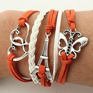 🧡 Orange Woven Leather Braided Infinity Bracelet